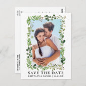 水色ユーカリの緑の日付を保存 ポストカード (正面/裏面)