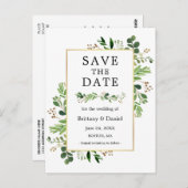 水色ユーカリの緑の日付を保存 ポストカード (正面/裏面)