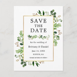 水色ユーカリの緑の日付を保存 ポストカード