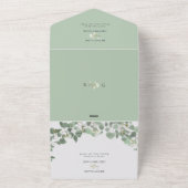 水色ユーカリの緑の結婚花 オールインワン招待状 (外側)