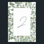 水色ユーカリの緑の結婚花 テーブルナンバー<br><div class="desc">美しい手描き水彩絵葉樹の緑とガムの花結婚のデザイン。水色ユニークのユーカリ図解入りの、写真付きのフローラと離れの植物学を使用したデザイン。ユーカリモダンフローラデザイン。エレガントなウェディングテーブル番号のデザインとエレメモダンント。一致する結婚式招待状や他の文房具も用意。各テーカスタマイズブルの番号と購入は、必要なテーブル番号の数に応じて個別に行う。</div>
