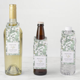 水色ユーカリの緑の結婚花 ボトルネックタグ