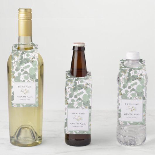 水色ユーカリの緑の結婚花 ボトルネックタグ (インサイチュ)