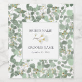 水色ユーカリの緑の結婚花 ワインラベル (シングルラベル)