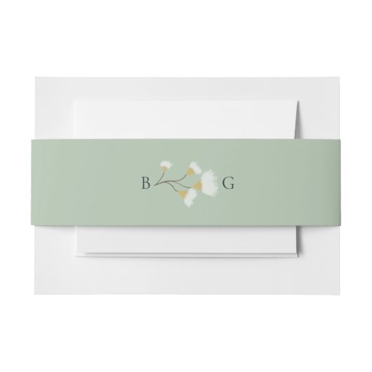 水色ユーカリの緑の結婚花 招待状ベリーバンド (正面例)