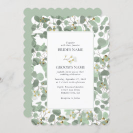 水色ユーカリの緑の結婚花 招待状