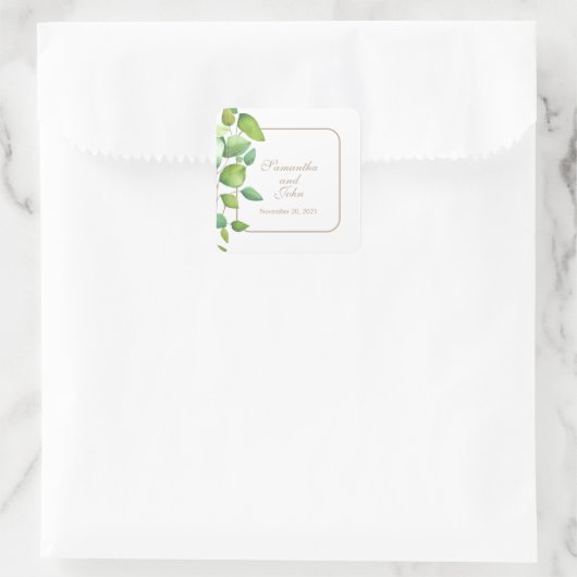 水色ユーカリの緑の緑の葉 スクエアシール (バッグ)