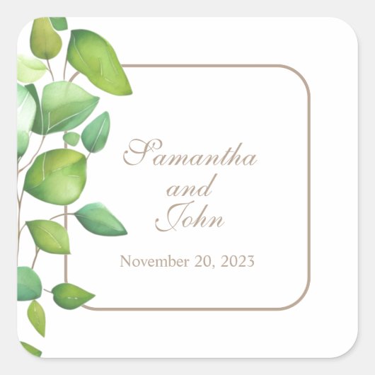水色ユーカリの緑の緑の葉 スクエアシール (正面)