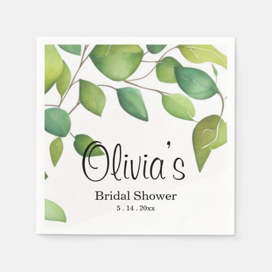 水色ユーカリの緑の緑の葉 スタンダードカクテルナプキン (正面)