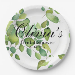 水色ユーカリの緑の緑の葉 ペーパープレート