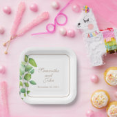 水色ユーカリの緑の緑の葉 ペーパープレート (パーティー)