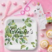 水色ユーカリの緑の緑の葉 ペーパープレート (パーティー)