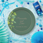 水色ユーカリの緑の緑の葉 ペーパープレート (パーティー)