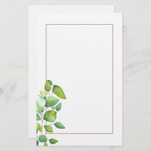 水色ユーカリの緑の緑の葉 便箋 (正面/裏面)