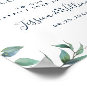 水色ユーカリの緑結婚の歓迎 ポスター (角)