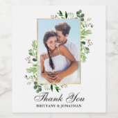 水色ユーカリの緑結婚園ありがとう ワインラベル (シングルラベル)