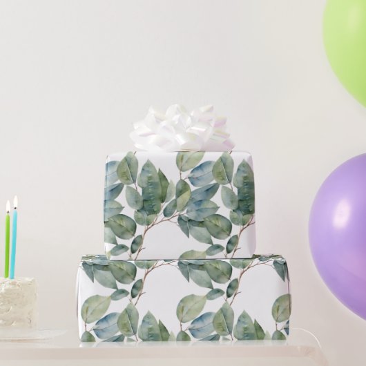 水色ユーカリの繊細な柔らかい葉の緑 ラッピングペーパー (パーティーギフト)
