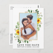 水色ユーカリひまわり保存日付 ポストカード (正面/裏面)