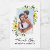 水色ユーカリひまわり結婚のミニ ワインラベル (シングルラベル)