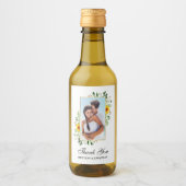 水色ユーカリひまわり結婚のミニ ワインラベル (正面)