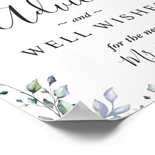 水色ユーカリアドバイスとウェルウィッシュサイン ポスター (角)