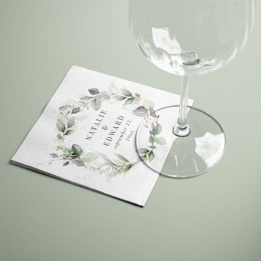 水色ユーカリエレガントな結婚式パーティーの好意 スタンダードカクテルナプキン