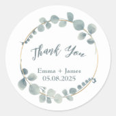 水色ユーカリカスタマイズ可能な文字シール ラウンドシール (正面)