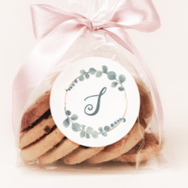 水色ユーカリカスタム文字モノグラムシール ラウンドシール