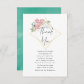 水色ユーカリバラ幾何ベビーシャワー サンキューカード (正面/裏面)