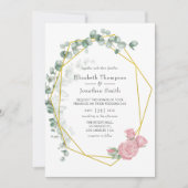 水色ユーカリバラ幾何結婚体 招待状 (正面)