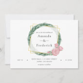 水色ユーカリバラ幾何結婚体 招待状 (正面)