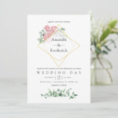 水色ユーカリバラ幾何結婚体 招待状 (スタンド正面)