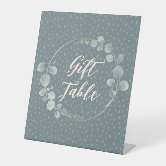 水色ユーカリパーソナライズされた徴候 台座サイン (正面)