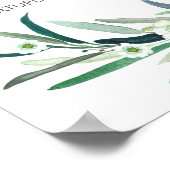 水色ユーカリフローラ結婚のウェルカムサイン ポスター (角)