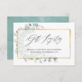 水色ユーカリブライダルシャワーギフトレジストリ エンクロージャーカード (正面/裏面)