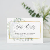 水色ユーカリブライダルシャワーギフトレジストリ エンクロージャーカード (スタンド正面)