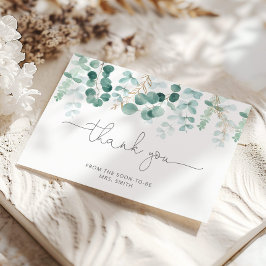 水色ユーカリブライダルシャワーサンキューカード カード