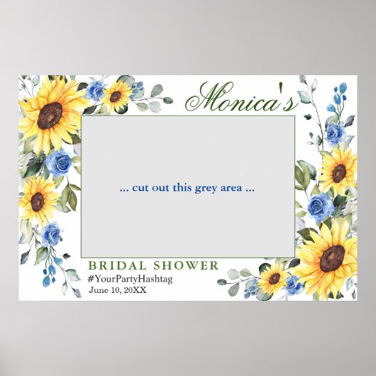 水色ユーカリブライダルシャワーフォトフレーム ポスター (正面)