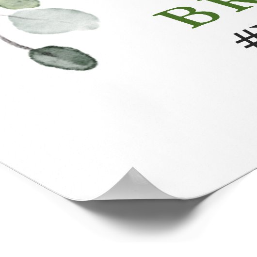 水色ユーカリブライダルシャワーフォトフレーム ポスター (角)