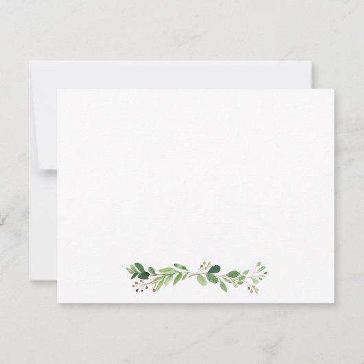 水色ユーカリプスグリーンパーソナライズされた金ゴールド ノートカード (裏面)