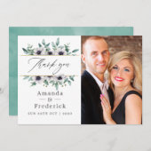 水色ユーカリプタスアネモネ幾何結婚物 サンキューカード (正面/裏面)