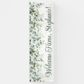 水色ユーカリプタスグリーンリーウェルカムホームロング 横断幕 (縦)