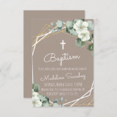 水色ユーカリプタスバプテスマベビー献身 招待状 (正面/裏面)