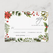 水色ユーカリプタスホリデーウェディングRSVPカード エンクロージャーカード (正面)