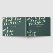 水色ユーカリプタスボタニカル、ティール(緑がかった色)グリーンカスタム ゲストブック (全面)