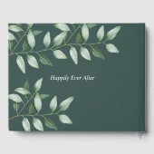 水色ユーカリプタスボタニカル、ティール(緑がかった色)グリーンカスタム ゲストブック (裏面)