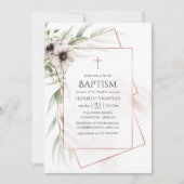 水色ユーカリプタス幾何学バプテスマ 招待状 (正面)