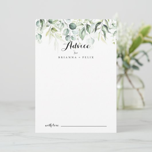 水色ユーカリプタス結婚グリーンリーアドバイスカード アドバイスカード (スタンド正面)