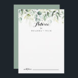 水色ユーカリプタス結婚グリーンリーアドバイスカード アドバイスカード<br><div class="desc">この水色のユーカリ結婚カリの緑のアドバイスカードは素朴な人に最適で結婚ある。この芸術的デザインは、手描き、水色のユーカリの緑の葉、インスパイアの自然美しいを特徴とする。これらのカードはs、結婚ブライダルシャワー、ベビーシャワー、卒業式パーティーなどに最適だ。新郎新婦の名前、両親または卒業生の名前でカードをパーソナライズ。</div>