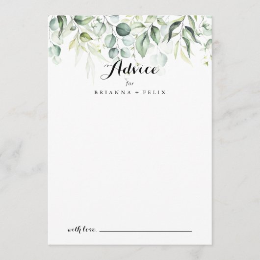 水色ユーカリプタス結婚グリーンリーアドバイスカード アドバイスカード (正面)